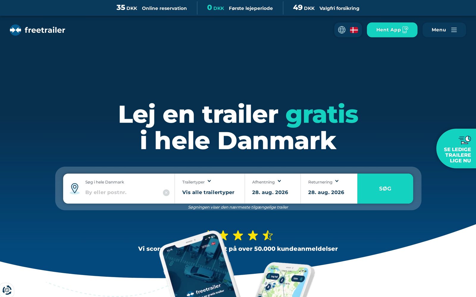 Hjemmeside for Freetrailer